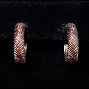 Monet Gold Tone Textured Hoop Earrings